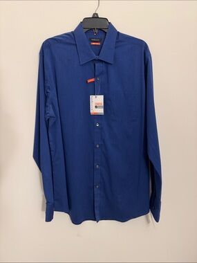 Van Heusen Men's Blue Pinstripe Button-Down Dress Shirt